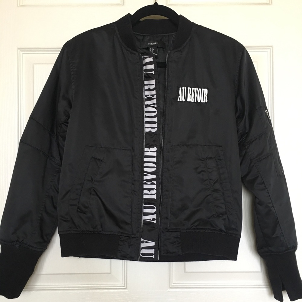 Forever 21 graphic Black bomber jacket